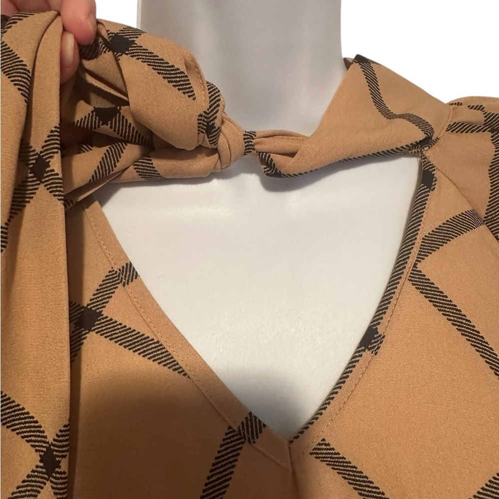 Tan Plaid Women's Top - Picture 6 of 13